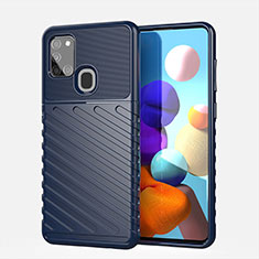 Custodia Silicone Cover Morbida Spigato per Samsung Galaxy A21s Blu