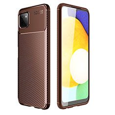 Custodia Silicone Cover Morbida Spigato per Samsung Galaxy A22 5G Marrone