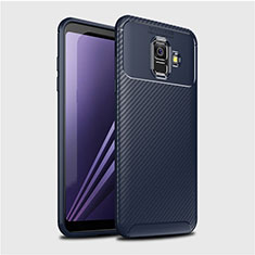 Custodia Silicone Cover Morbida Spigato per Samsung Galaxy A6 (2018) Dual SIM Blu