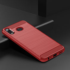 Custodia Silicone Cover Morbida Spigato per Samsung Galaxy A6s Rosso