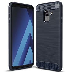 Custodia Silicone Cover Morbida Spigato per Samsung Galaxy A8+ A8 Plus (2018) A730F Blu