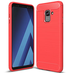 Custodia Silicone Cover Morbida Spigato per Samsung Galaxy A8+ A8 Plus (2018) A730F Rosso