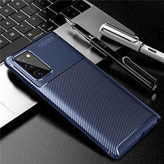 Custodia Silicone Cover Morbida Spigato per Samsung Galaxy Note 20 Plus 5G Blu