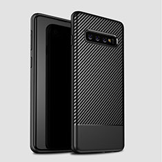 Custodia Silicone Cover Morbida Spigato per Samsung Galaxy S10 Plus Nero