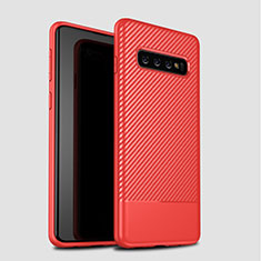 Custodia Silicone Cover Morbida Spigato per Samsung Galaxy S10 Plus Rosso