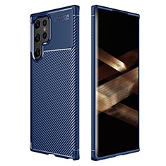 Custodia Silicone Cover Morbida Spigato per Samsung Galaxy S24 Ultra 5G Blu