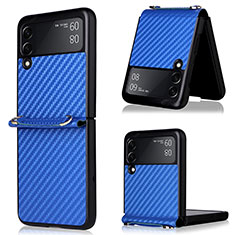 Custodia Silicone Cover Morbida Spigato per Samsung Galaxy Z Flip3 5G Blu