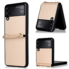 Custodia Silicone Cover Morbida Spigato per Samsung Galaxy Z Flip3 5G Oro