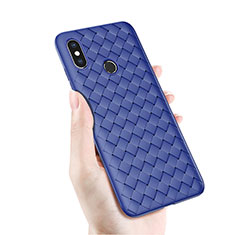 Custodia Silicone Cover Morbida Spigato per Xiaomi Mi 8 Blu