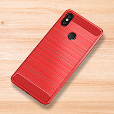 Custodia Silicone Cover Morbida Spigato per Xiaomi Mi Mix 3 Rosso