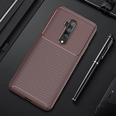 Custodia Silicone Cover Morbida Spigato S01 per OnePlus 7T Pro 5G Marrone