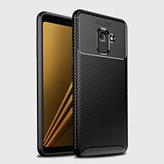 Custodia Silicone Cover Morbida Spigato S01 per Samsung Galaxy A8+ A8 Plus (2018) Duos A730F Nero