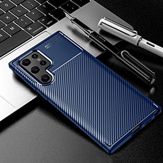 Custodia Silicone Cover Morbida Spigato S01 per Samsung Galaxy S21 Ultra 5G Blu