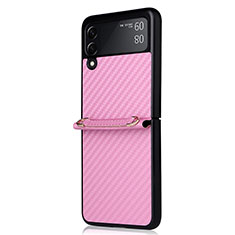 Custodia Silicone Cover Morbida Spigato S01 per Samsung Galaxy Z Flip3 5G Oro Rosa