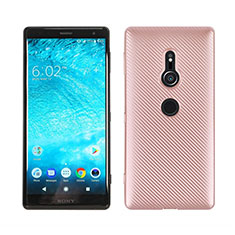 Custodia Silicone Cover Morbida Spigato S01 per Sony Xperia XZ2 Oro Rosa