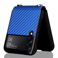 Custodia Silicone Cover Morbida Spigato S02 per Samsung Galaxy Z Flip3 5G Blu