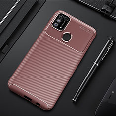 Custodia Silicone Cover Morbida Spigato T01 per Samsung Galaxy M31 Prime Edition Marrone