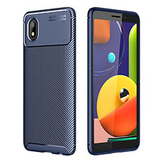 Custodia Silicone Cover Morbida Spigato WL1 per Samsung Galaxy A01 Core Blu