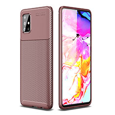 Custodia Silicone Cover Morbida Spigato WL1 per Samsung Galaxy A51 5G Marrone