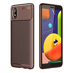 Custodia Silicone Cover Morbida Spigato WL1 per Samsung Galaxy M01 Core Marrone