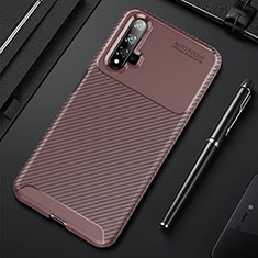 Custodia Silicone Cover Morbida Spigato Y02 per Huawei Honor 20 Marrone