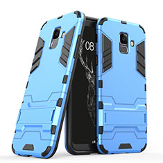 Custodia Silicone e Plastica Opaca con Supporto per Samsung Galaxy A6 (2018) Dual SIM Blu