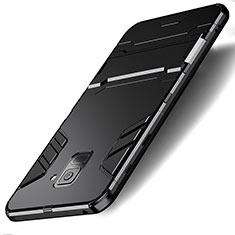 Custodia Silicone e Plastica Opaca con Supporto per Samsung Galaxy A8 (2018) A530F Nero