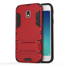 Custodia Silicone e Plastica Opaca con Supporto per Samsung Galaxy J3 Pro (2017) Rosso