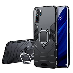 Custodia Silicone e Plastica Opaca con Supporto W01 per Huawei P30 Pro New Edition Nero