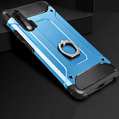 Custodia Silicone e Plastica Opaca Cover con Anello Supporto H01 per Huawei Nova 6 5G Cielo Blu