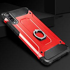 Custodia Silicone e Plastica Opaca Cover con Anello Supporto H01 per Samsung Galaxy A70 Rosso