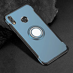 Custodia Silicone e Plastica Opaca Cover con Anello Supporto per Huawei Honor V10 Lite Blu