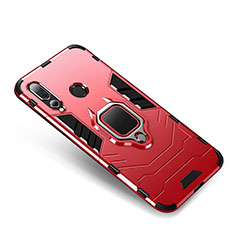 Custodia Silicone e Plastica Opaca Cover con Anello Supporto per Huawei Nova 4 Rosso
