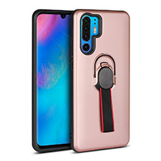 Custodia Silicone e Plastica Opaca Cover con Anello Supporto per Huawei P30 Pro New Edition Oro Rosa