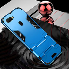 Custodia Silicone e Plastica Opaca Cover con Anello Supporto per Oppo AX7 Cielo Blu