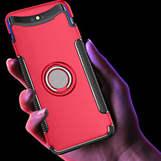 Custodia Silicone e Plastica Opaca Cover con Anello Supporto per Oppo Find X Super Flash Edition Rosso