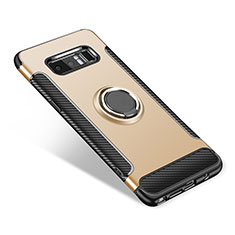 Custodia Silicone e Plastica Opaca Cover con Anello Supporto per Samsung Galaxy Note 8 Oro
