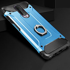 Custodia Silicone e Plastica Opaca Cover con Anello Supporto per Xiaomi Redmi K30 4G Cielo Blu