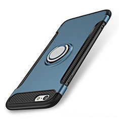 Custodia Silicone e Plastica Opaca Cover con Anello Supporto S01 per Apple iPhone 8 Blu