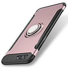 Custodia Silicone e Plastica Opaca Cover con Anello Supporto S01 per Apple iPhone 8 Plus Oro Rosa