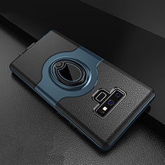 Custodia Silicone e Plastica Opaca Cover con Anello Supporto S01 per Samsung Galaxy Note 9 Blu