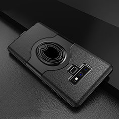 Custodia Silicone e Plastica Opaca Cover con Anello Supporto S01 per Samsung Galaxy Note 9 Nero