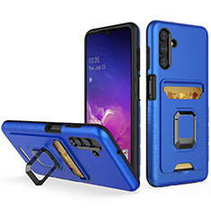 Custodia Silicone e Plastica Opaca Cover con Magnetico Anello Supporto J01S per Samsung Galaxy A04s Blu