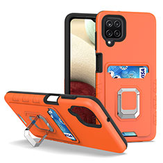 Custodia Silicone e Plastica Opaca Cover con Magnetico Anello Supporto J01S per Samsung Galaxy A12 5G Arancione