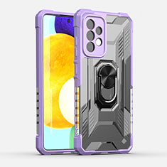 Custodia Silicone e Plastica Opaca Cover con Magnetico Anello Supporto J01S per Samsung Galaxy A52 5G Viola