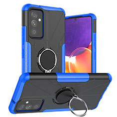 Custodia Silicone e Plastica Opaca Cover con Magnetico Anello Supporto J01X per Samsung Galaxy A25 5G Blu
