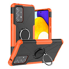Custodia Silicone e Plastica Opaca Cover con Magnetico Anello Supporto J01X per Samsung Galaxy A52 5G Arancione