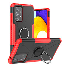 Custodia Silicone e Plastica Opaca Cover con Magnetico Anello Supporto J01X per Samsung Galaxy A52s 5G Rosso