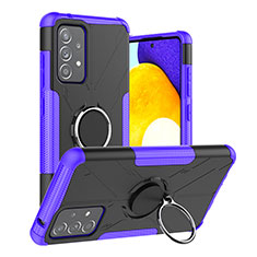 Custodia Silicone e Plastica Opaca Cover con Magnetico Anello Supporto J01X per Samsung Galaxy A52s 5G Viola