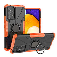 Custodia Silicone e Plastica Opaca Cover con Magnetico Anello Supporto J01X per Samsung Galaxy A53 5G Arancione